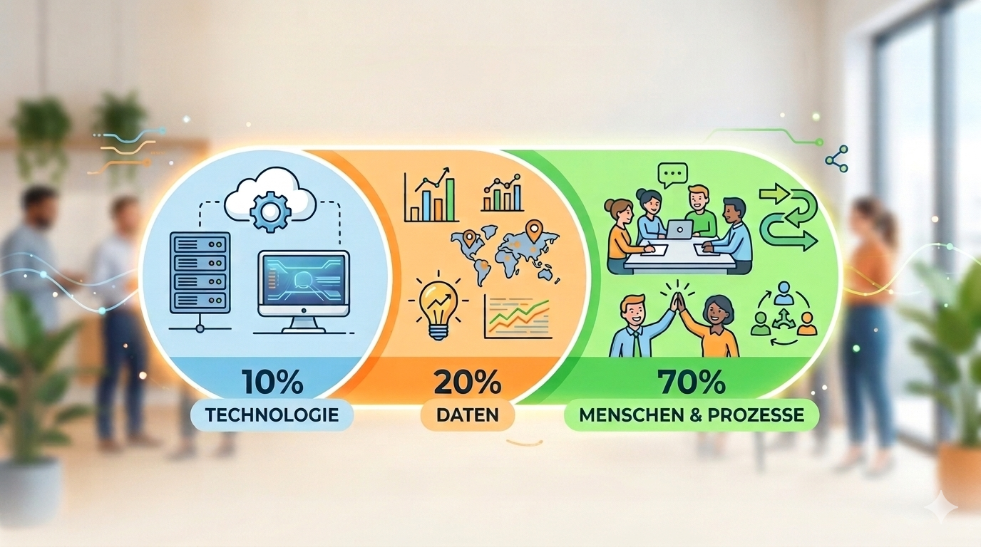 Die 10-20-70-Regel: 10 % Technologie, 20 % Daten, 70 % Menschen und Prozesse