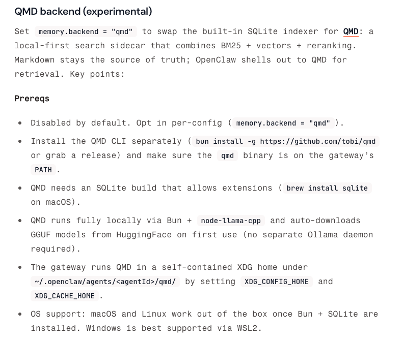 QMD Backend Dokumentation: lokale vektorbasierte Gedächtnissuche